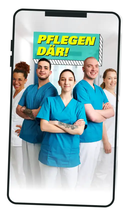 Pflegendär Smartphone gedreht